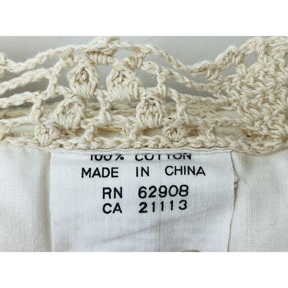 Vintage Crochet Lace Throw Accent Pillow Grannycore Cottagecore 14x14" Ecru Cott - Picture 8 of 9